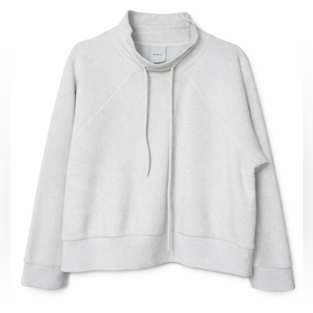 Varley Maceo Textured Sweatshirt Funnel Neck Terry Cloth Ivory Size L Cozy